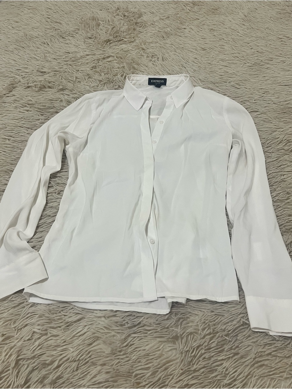 Express White Long-Sleeve Button-Down Shirt